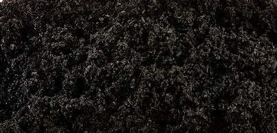 Close view of porous black biochar pieces.